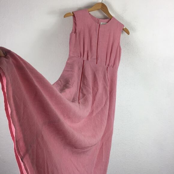 Cefinn Voile Pink Sleeveless Contrast Piping Midi Dress Size 2 - Picture 12 of 15